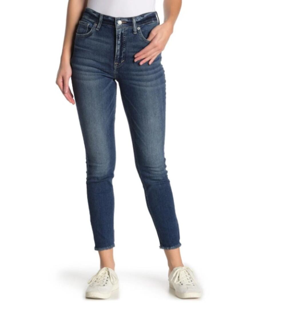 Lucky Brand Bridgette Skinny Crop Mid Rise Raw Hem Blue Denim Womens Size 4/27